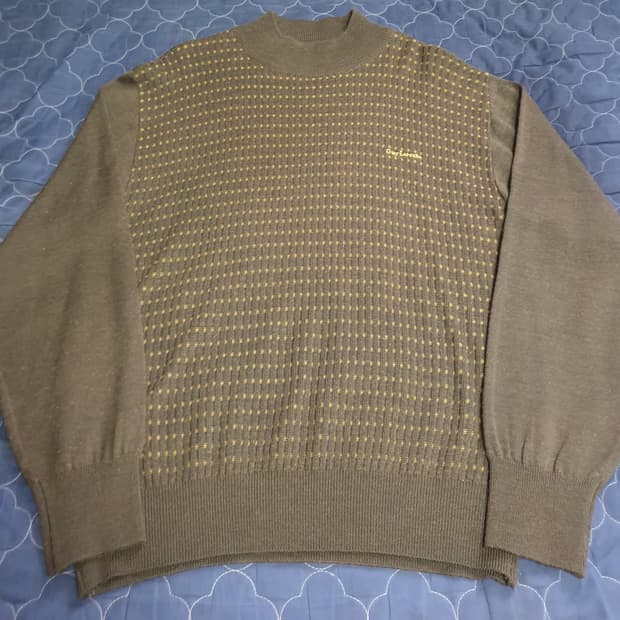 (빈티지) 기라로쉬 울혼방 스트라이프 배색 니트 올리브 (105)