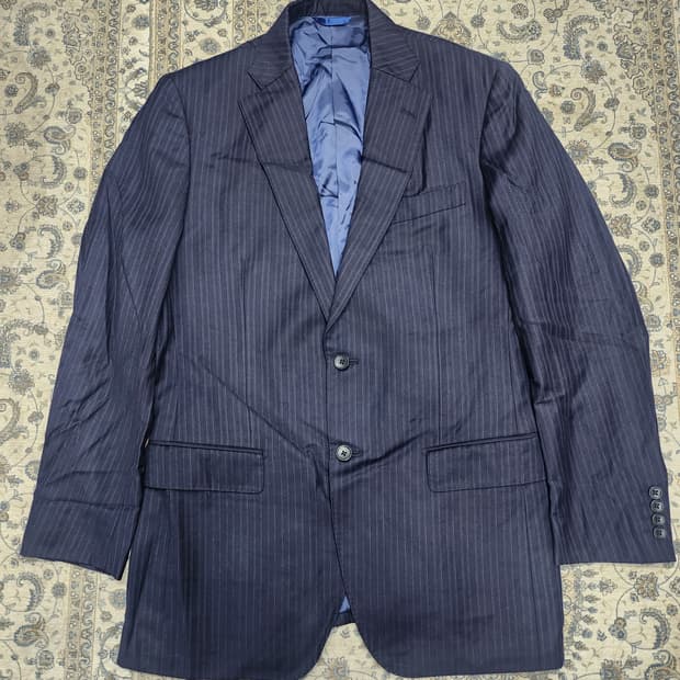 KENT AVE 로로피아나 원단 네이비 스트라이프 블레이저