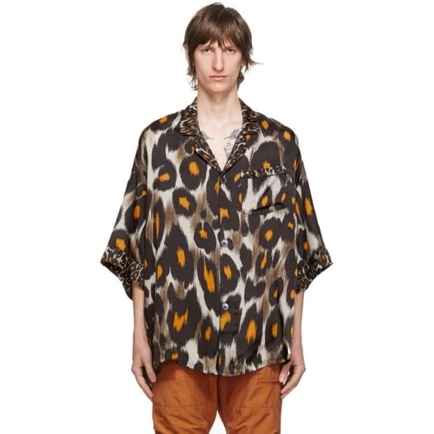 [M]R13 알써틴 레오파드 큐프로 셔츠