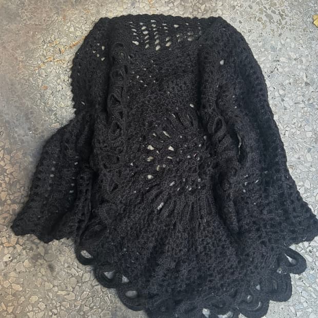 2000s JPN 그물 레이어드 블랙 니트