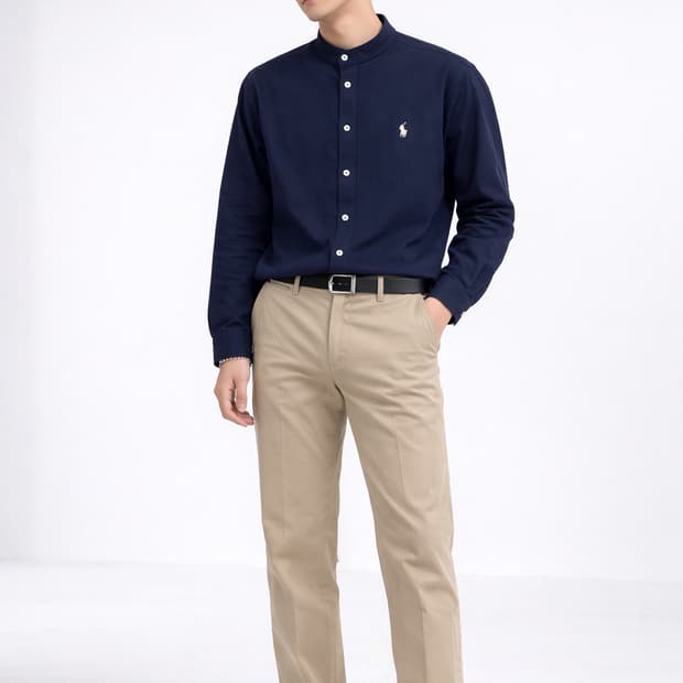 폴로 랄프로렌 페더웨이트 메쉬 밴드칼라 셔츠