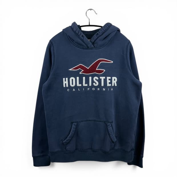 (M) 홀리스터 빅로고 후드 티 네이비
