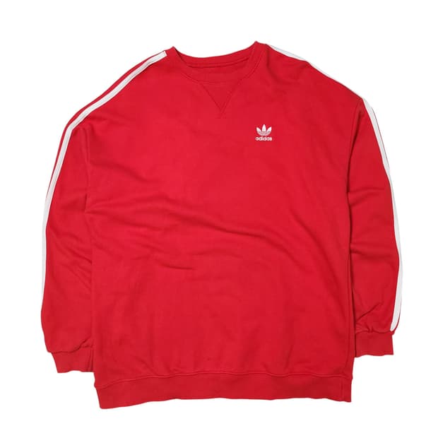 아디다스 오버핏 레드 맨투맨 스웻셔츠