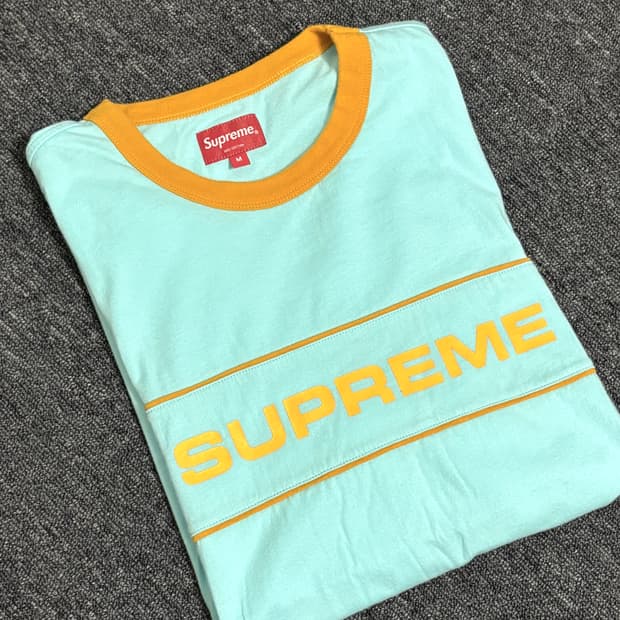 S급 슈프림 Supreme Team Ringer Tee Ligh blue