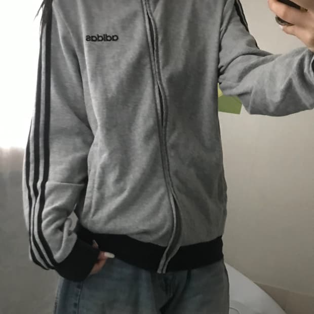 아디다스 그레이 블랙 삼선 면집업