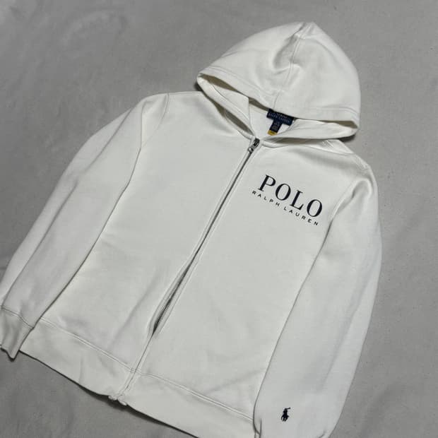 L 폴로랄프로렌 빅로고 화이트 후드 집업