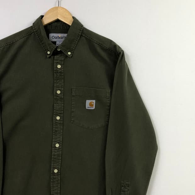 L 칼하트 카키 워크 셔츠