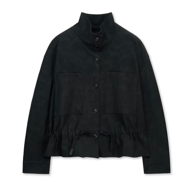 (택O) 헬레네파리스 스웨이드 스트링 버튼 재킷 (블랙)