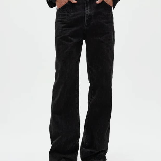 엘무드 리버 플레어 데님 리브드 블랙 48
