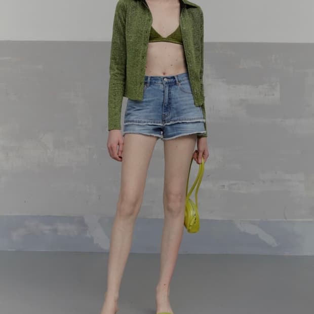 솔티페블 더블 레이어드 컷오프 데님 숏츠