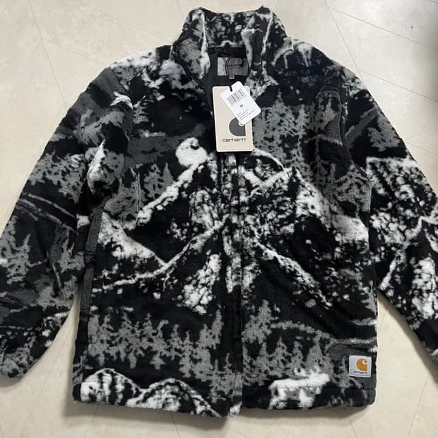 새상품(M)칼하트WIP 마운틴 로고 후리스 블랙화이트