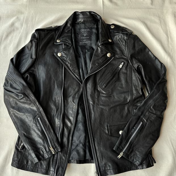 100 게스 양가죽 라이더 자켓 