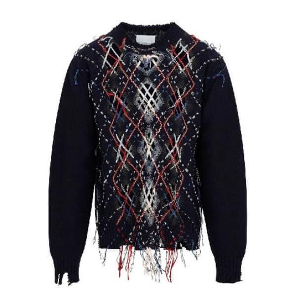 메종마르지엘라 컷아웃 아가일 언피니쉬 니트 M (택달린 새상품)