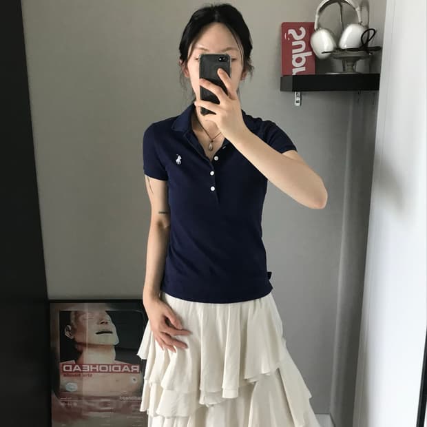 폴로 랄프로렌 여성 재팬라인 포니로고 네이비 카라티