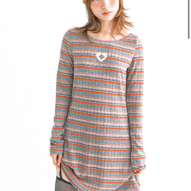 (새상품)rainbow sheer knit mini dress