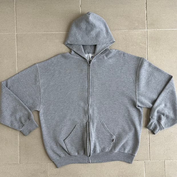 00s 빈티지 러셀 후드집업 그레이 XL