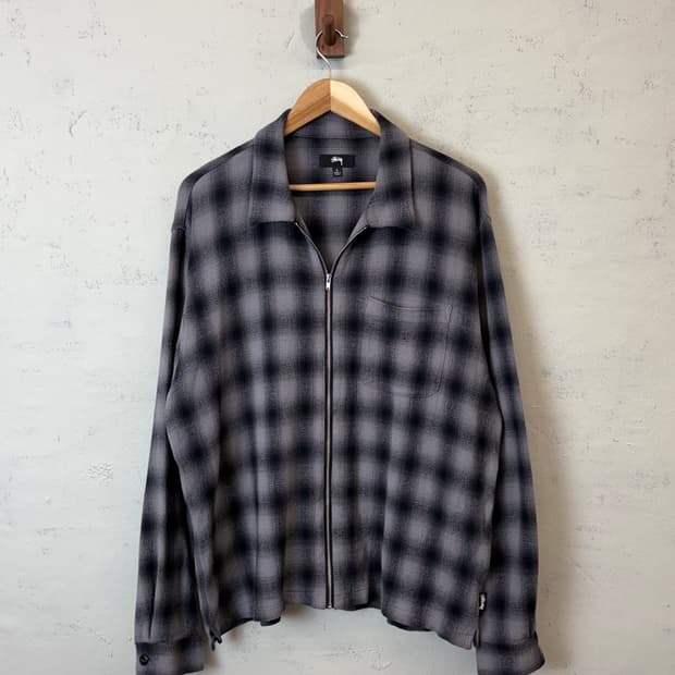 스투시 트위스티드 얀 플레이드 집업 셔츠 자켓