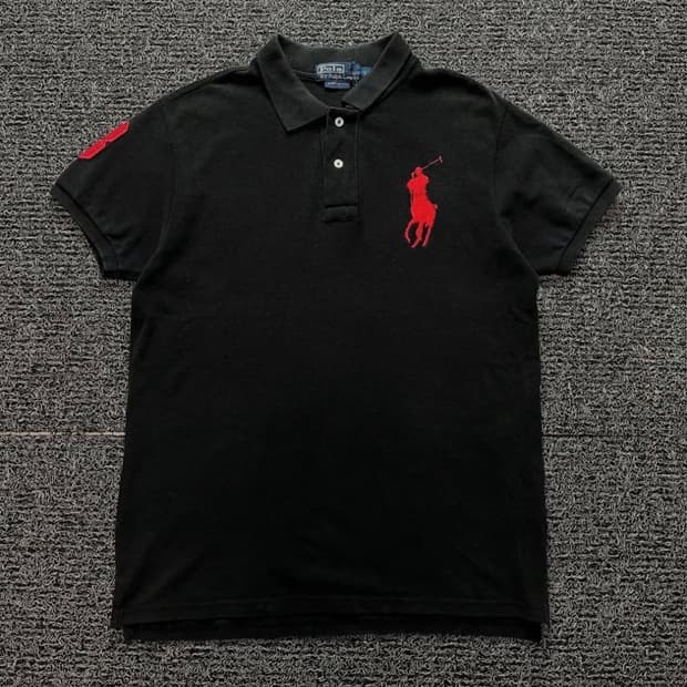 폴로 빅포니 반팔 카라티 블랙 레드