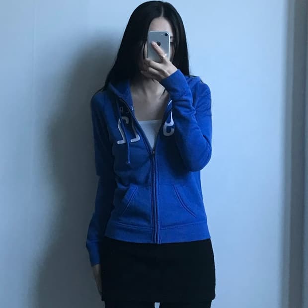 홀리스터 y2k 와투케 블루 딱붙 후드집업