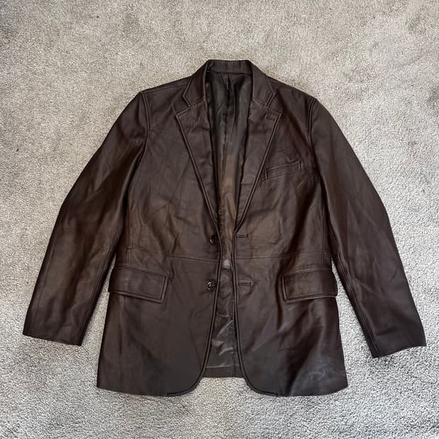 빈티지 브라운 양가죽 싱글 블레이저 자켓M