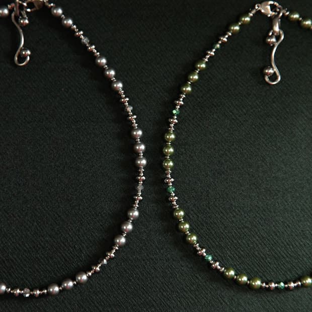 CASIOPEIA  Space Road 2color 크리스탈 진주목걸이