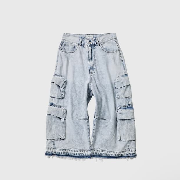 CURVED CARGO BURMUDA PANTS (ICY)