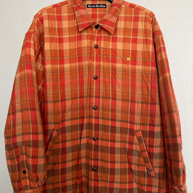 Acne Studios 페이스 패치 퀼팅 체크 셔츠 재킷 XL