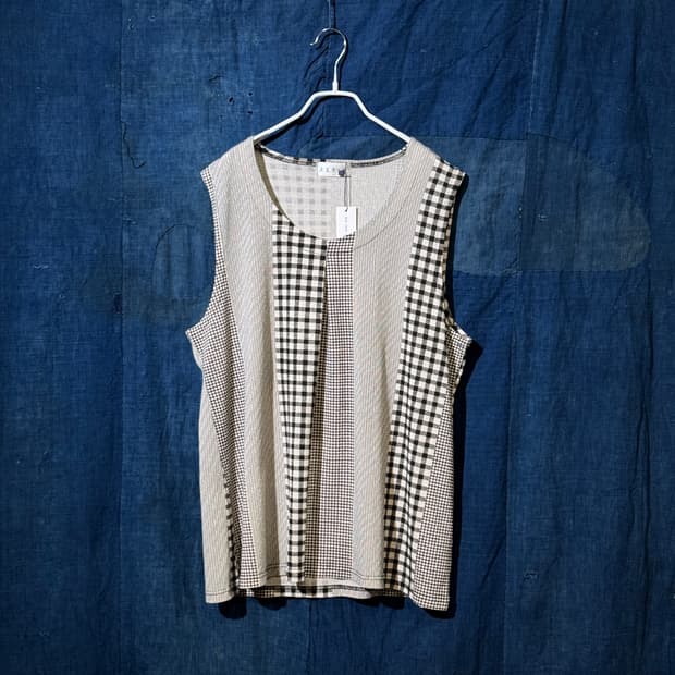 55-66 ) JPN Panel Gingham Sleeveless