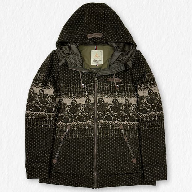 올리비아로렌 빈티지패턴 후드 점퍼