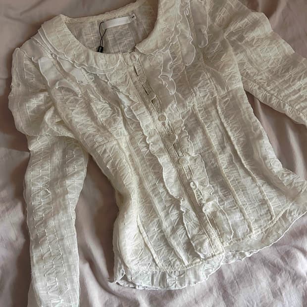 쓰리타임즈 스노우 러플 탑 s