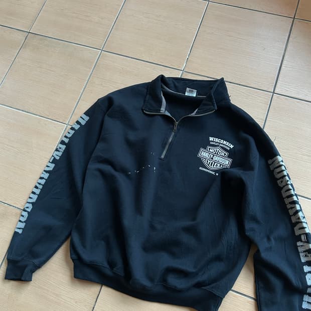 빈티지 할리데이비슨 하프집업 스웻셔츠