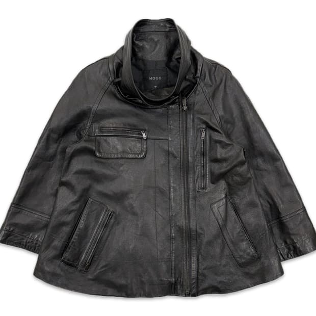 빈티지 MOGG 블랙 가죽 집업 자켓