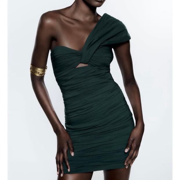 ZARA 자라 셔링 원숄더 컷아웃 원피스