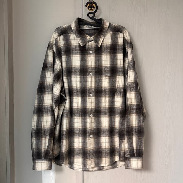 쉐기 체크 셔츠(플란넬) GRAY/IVORY