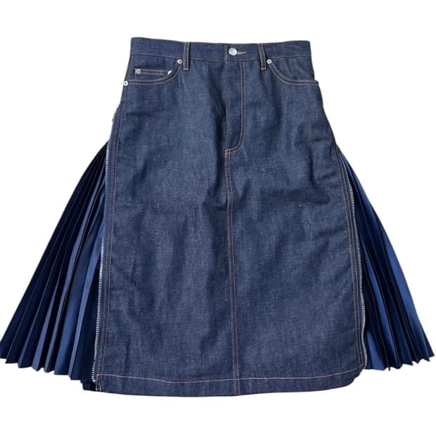 Apc x sacai 아페쎄 사카이 콜라보 데님 플리츠 스커트