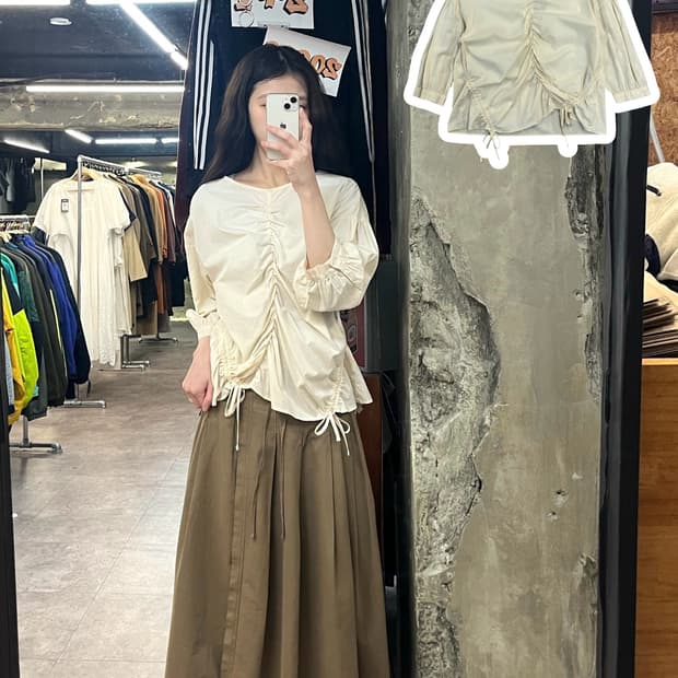 빈티지 셔링 블라우스 베이지 #csz3735