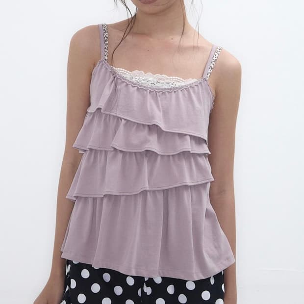 익스파이어드걸 프릴 캐미 슬리브리스 애쉬 라일락