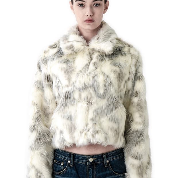 시너진 MIXED HAIRY FUR JACKET IVORY