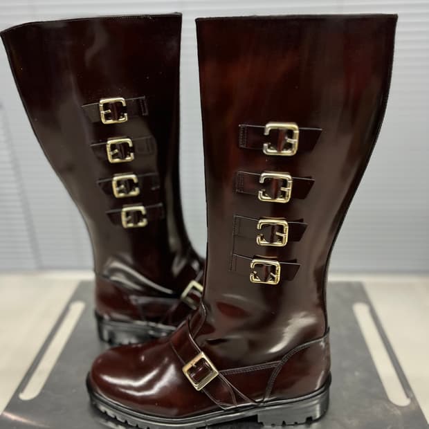 자주와인 골드버클 롱부츠 265