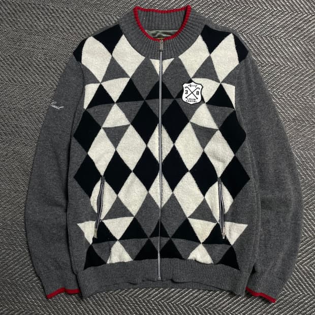 루이 까스텔 아가일 체크 패턴 니트 집업o 5241