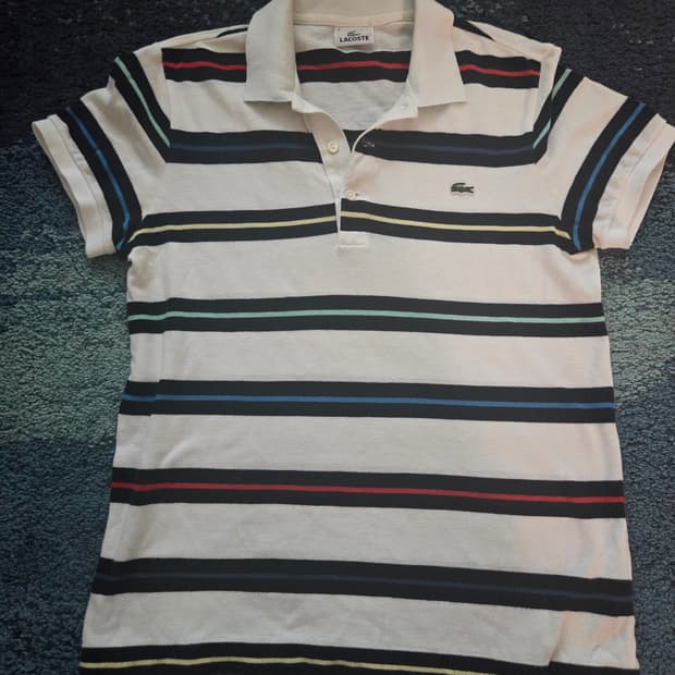 택포)라코스테 컬러 스트라이프  카라 반팔티 