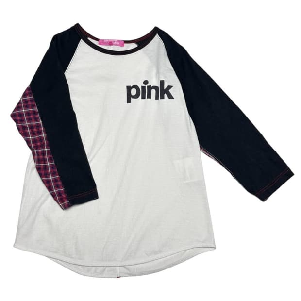 준야와타나베 12ss 핑크 레글런 체크 티셔츠