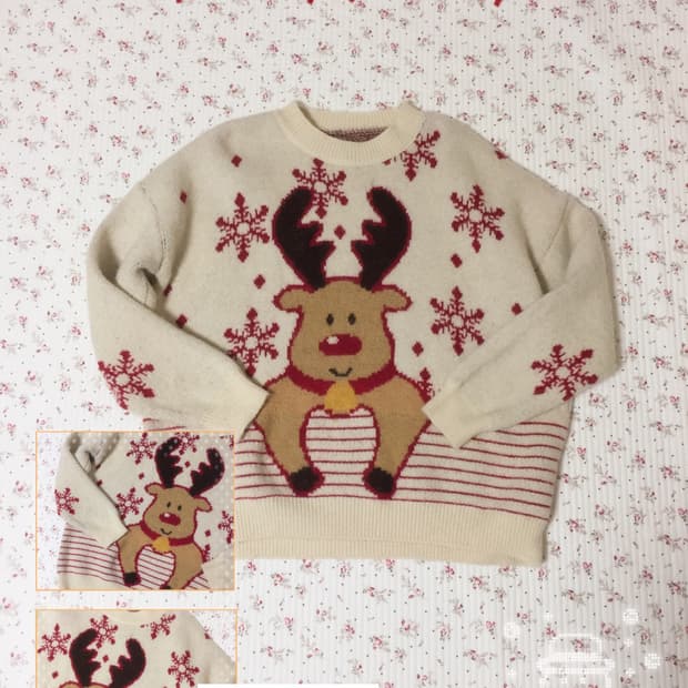 빈티지 크리스마스 루돌프 니트