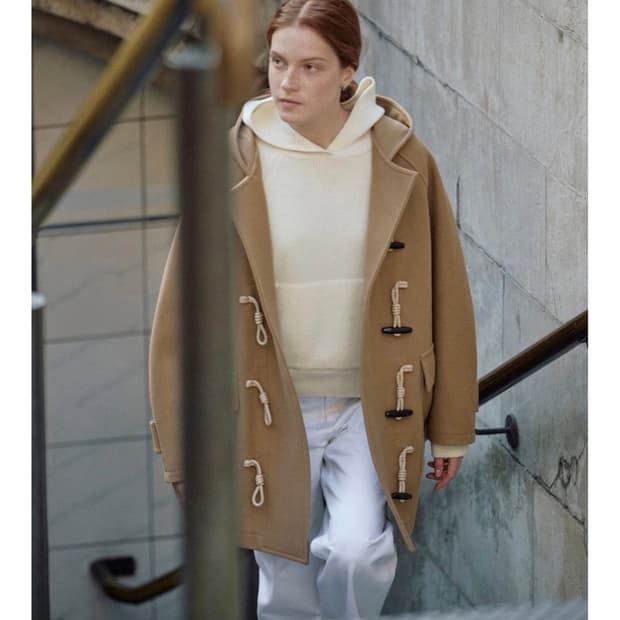소치이 후드 더플 코트 베이지