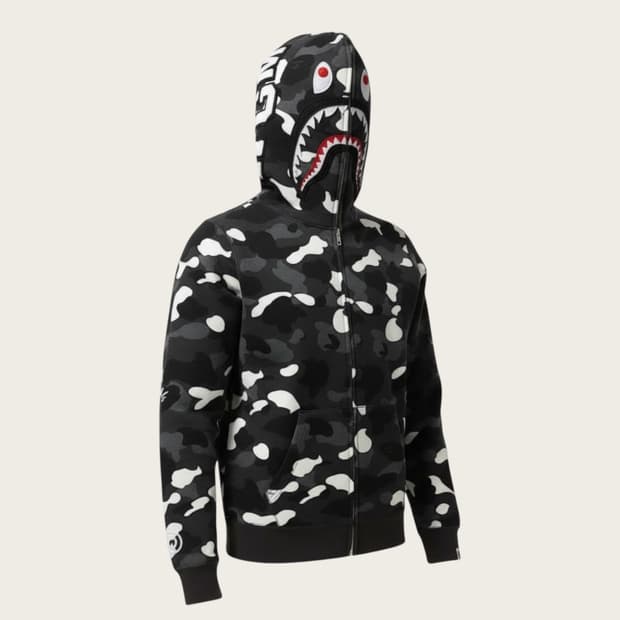 L/ 베이프 시티카모 샤크 후드 풀집업