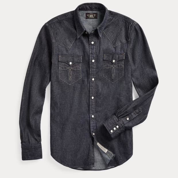 RRL 슬림핏 데님 웨스턴 셔츠