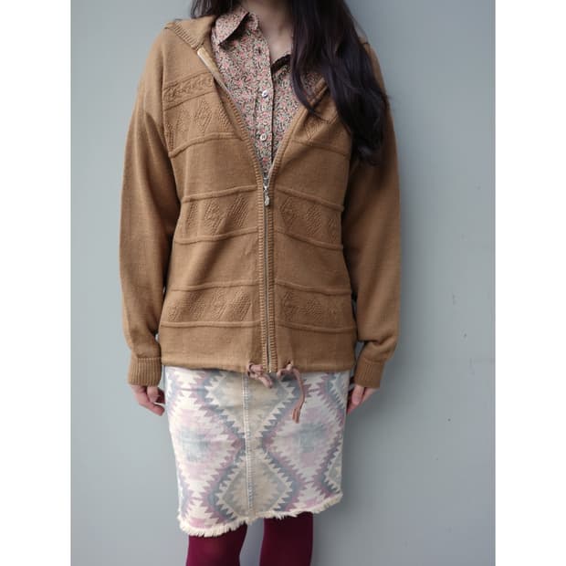 빈티지 브라운 후드집업