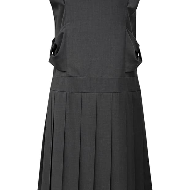 체메씨 보우 슬리브리스 드레스 차콜