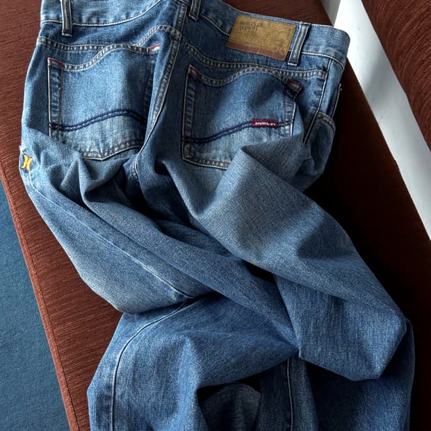 5pkt design denim straight pants