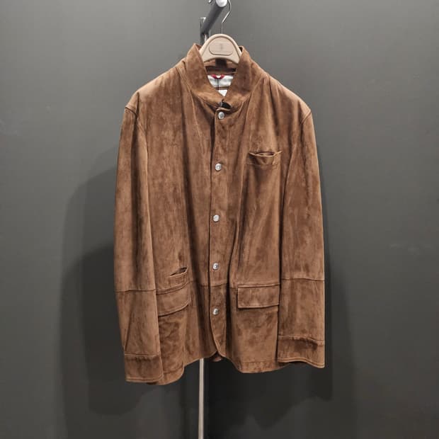 브루넬로 쿠치넬리 더블 클루저 스웨이드 필드 자켓